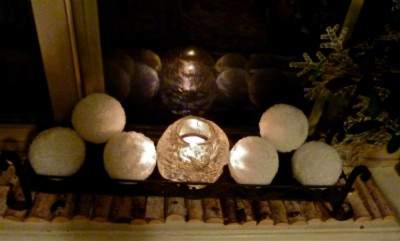 Candlemass votive amid snowballs